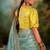 Light turquoise plain organza saree with blouse