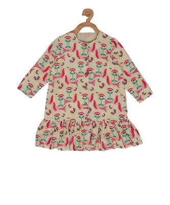 Beige Brocade printed Bird Carnival Jacket 2
