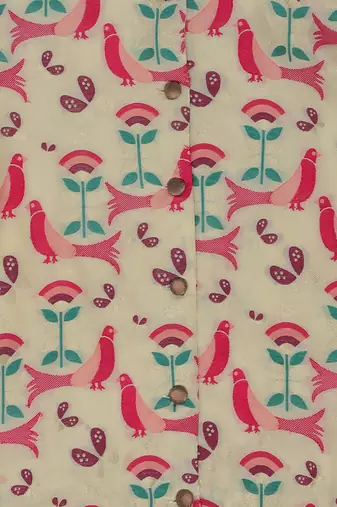 Beige Brocade printed Bird Carnival Jacket