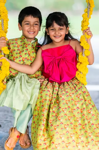 CHARTREUSE BANARASI SKIRT