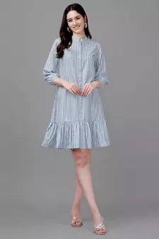 Grey printed georgette long-dresses