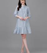 Grey printed georgette long-dresses