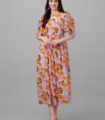 Multicolor printed georgette long-dresses