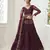 Pleasant Wine Coding Embroidered Net & Silk Satin Lehenga Choli For Wedding