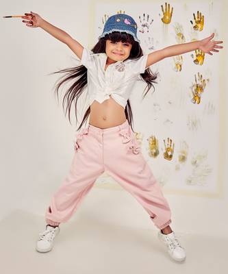 multicolor COTTON JOGGERS WITH BOWS 3