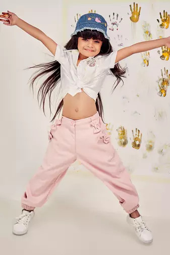 multicolor COTTON JOGGERS WITH BOWS