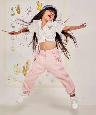 multicolor COTTON JOGGERS WITH BOWS 4