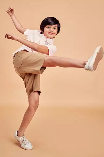 brown COTTON KHAKI BOARD SHORTS