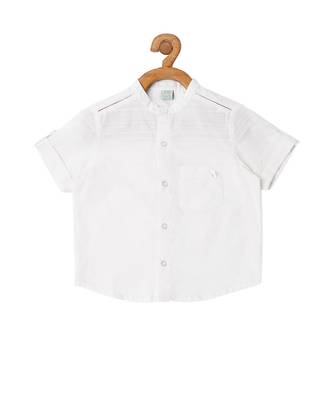 white COTTON MANDARIN COLLAR DRESSY SHIRT 2