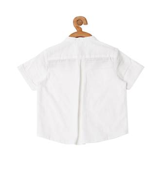 white COTTON MANDARIN COLLAR DRESSY SHIRT 3