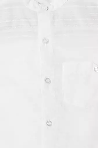 white COTTON MANDARIN COLLAR DRESSY SHIRT