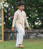 Gold Cotton embroidered MAHARAJA SHERWANI SET