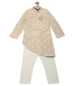 Gold Cotton embroidered MAHARAJA SHERWANI SET