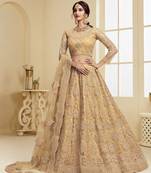 Good-Looking Golden Coding Embroidered Net & Silk Satin Wedding Lehenga Choli