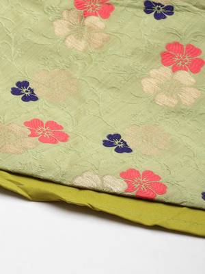 Green woven jacquard long-kurtis 5
