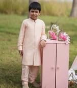Pink Cotton printed SHELL PINK KURTA PYJAMA SET