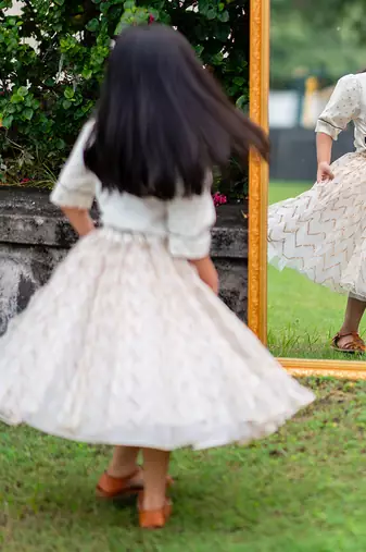 beige organza TWIRLING SKIRT