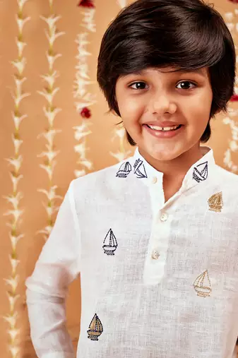 LINEN  BOAT LINEN SHIRT KURTA SET
