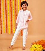 CHANDERI BUBBLE PINK KURTA PYJAMA WITH PEE A BOO BANDI