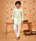 CHANDERI MINT GREEN KURTA PYJAMA SET