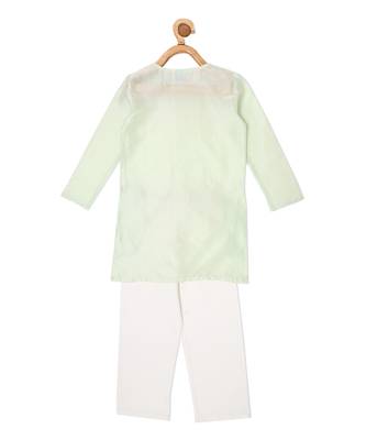 CHANDERI MINT GREEN KURTA PYJAMA SET 4