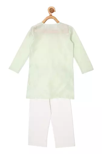 CHANDERI MINT GREEN KURTA PYJAMA SET