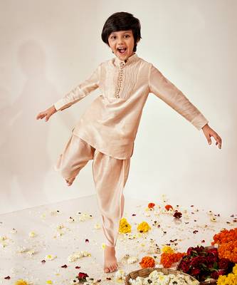 LINEN  PINTUCKS KURTA PAITHANI PYJAMA SET 1