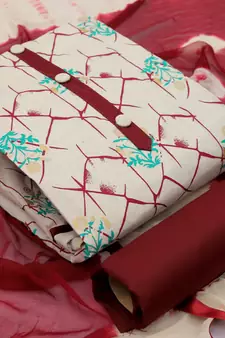 Maroon floral print cotton salwar