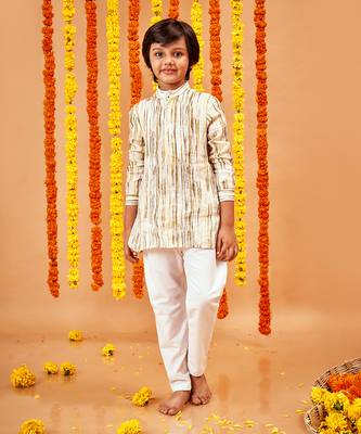 LINEN  STRIPES LINEN SHIRT KURTA SET 1