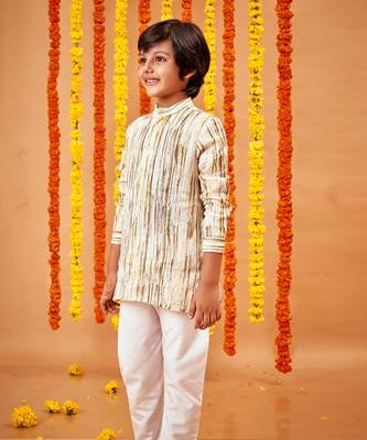 LINEN  STRIPES LINEN SHIRT KURTA SET 2