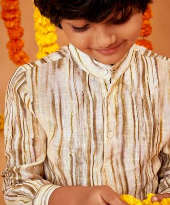 LINEN  STRIPES LINEN SHIRT KURTA SET 4