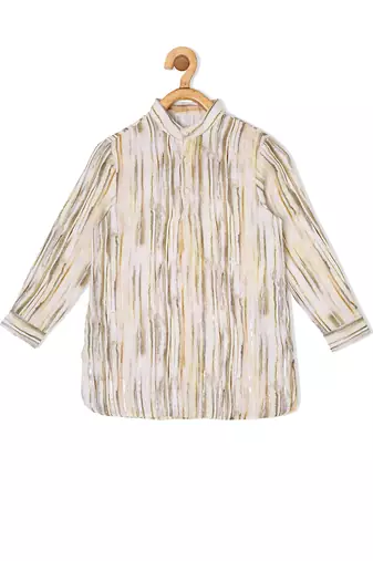 LINEN  STRIPES LINEN SHIRT KURTA SET