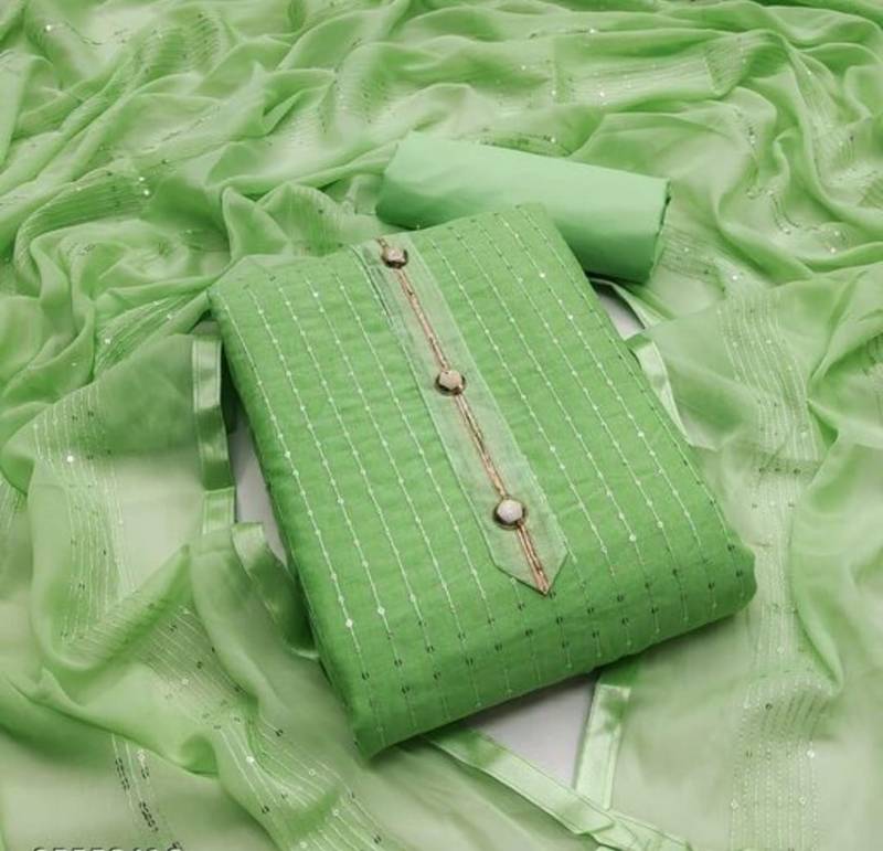 Light-green sequins cotton salwar