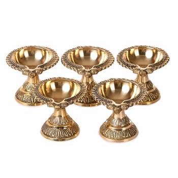 BulkySanta Pure Brass Mandir Diya (Laxmi Kuber Diya Stand) Heavy quality (5) 6