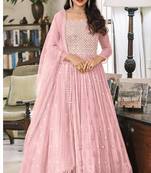 Baby Pink Embroidered Mehndi Trendy Anarkali Salwar Kameez