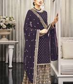 Dark Maroon Color Georgette Embroidered Palazzo Suit