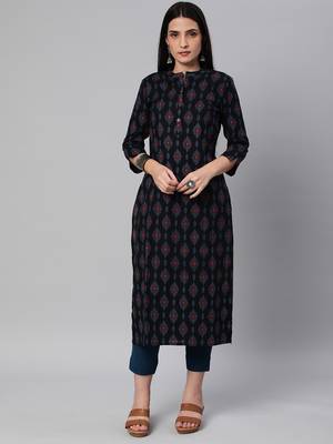 Black printed cotton cotton-kurtis 1