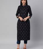 Black printed cotton cotton-kurtis