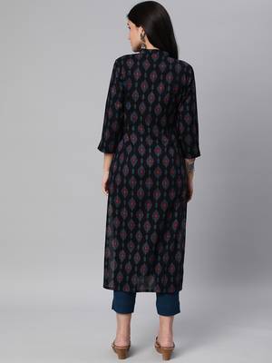 Black printed cotton cotton-kurtis 2