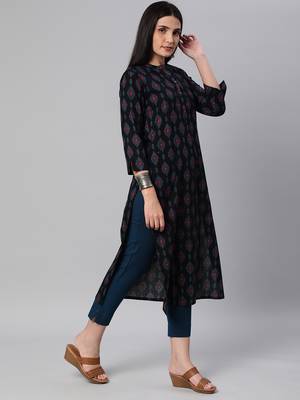 Black printed cotton cotton-kurtis 4