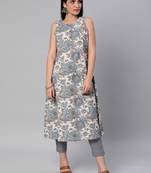 Grey printed cotton cotton-kurtis