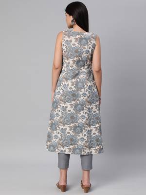 Grey printed cotton cotton-kurtis 2