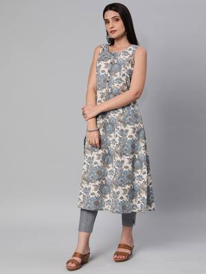 Grey printed cotton cotton-kurtis 3