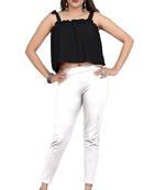 Black printed crepe crop-tops