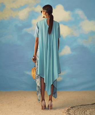 blue embroidered crepe dress 3