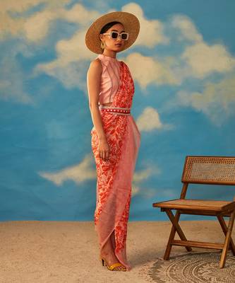 Rv signature coral saree 2
