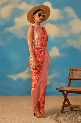 Rv signature coral saree