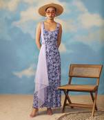 Blue Printed Crepe Dress