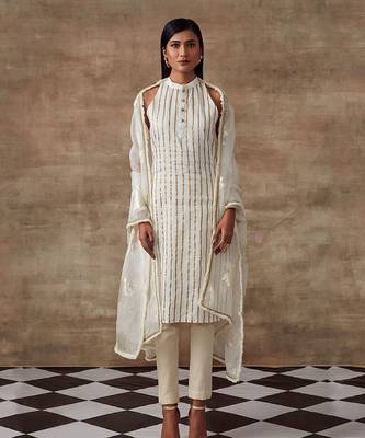 Ivory Sequined Kurta Set 1