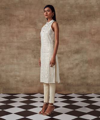 Ivory Sequined Kurta Set 3